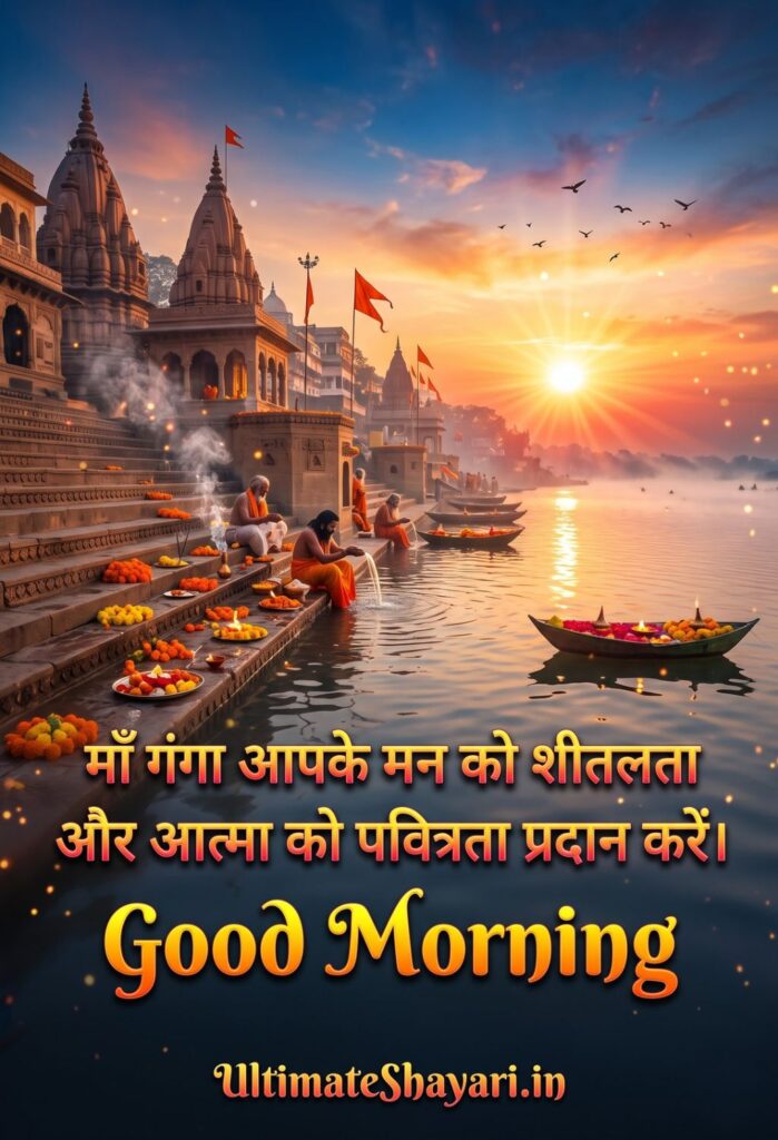Sacred river Ganga sunrise aarti divine morning status